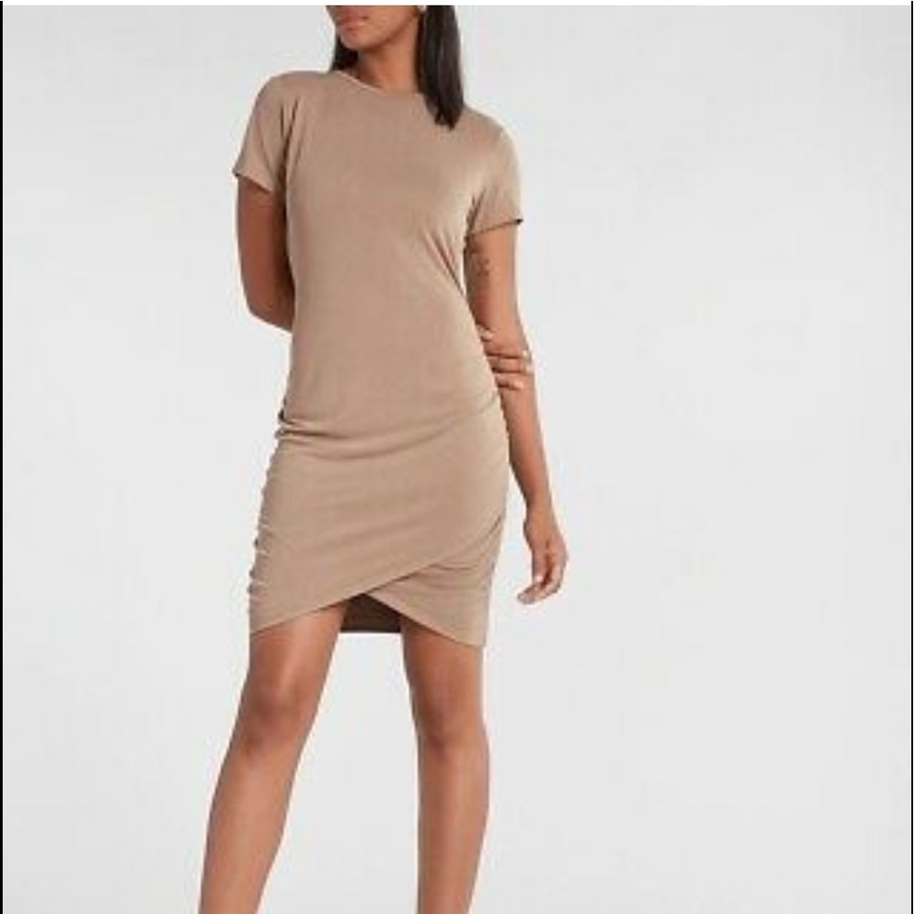 Express Cream Rushed Dress